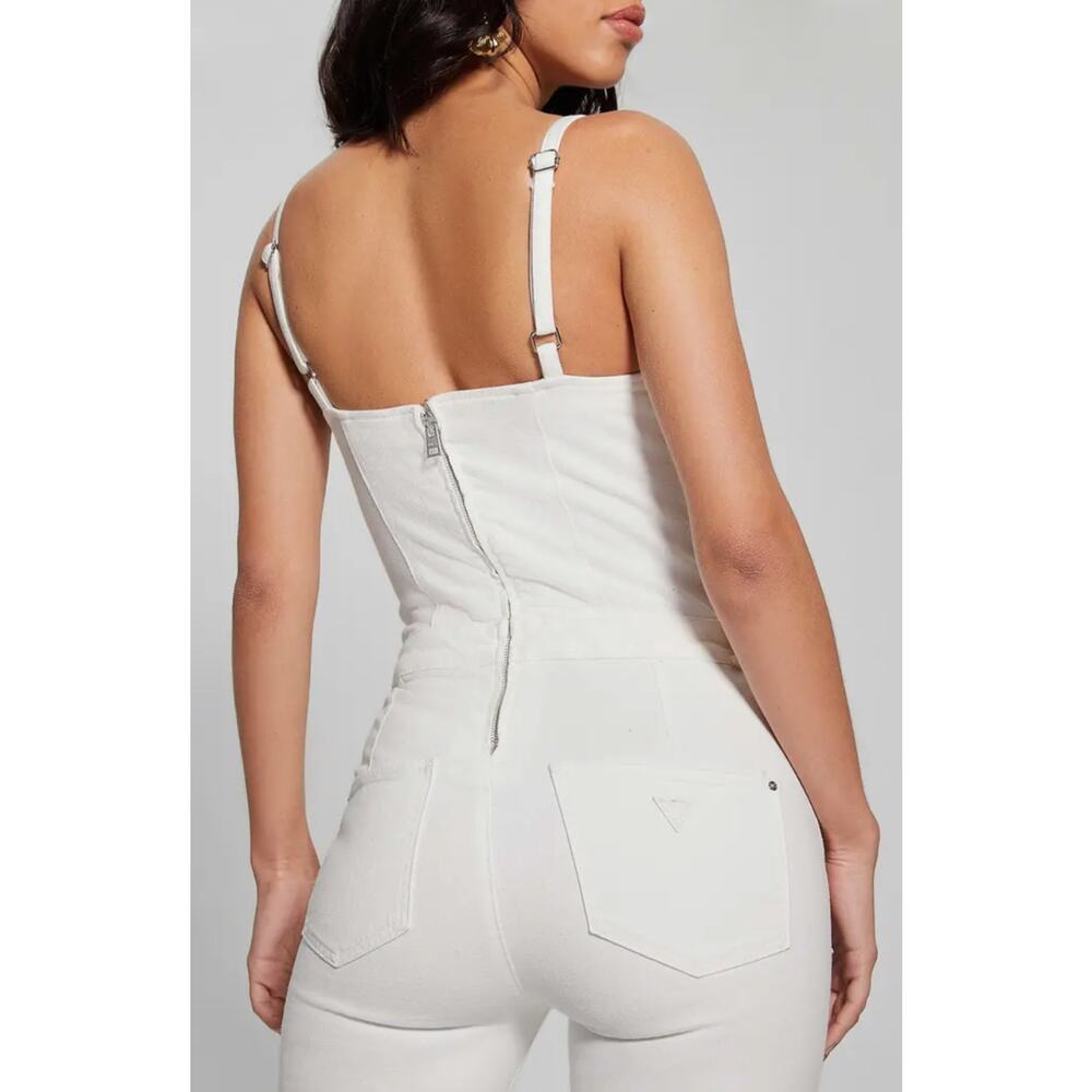 Guess Vanna Sleeveless Skinny Leg Denim Jumpsuit White Womens Size M x 29 NWT - Picture 2 of 15